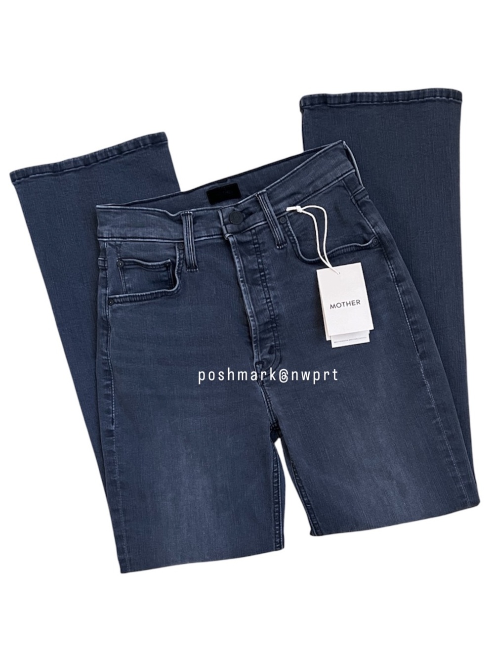 MOTHER Tripper Ankle High Waisted Lighting Up Lanterns Dark Grey Washed Black 24 - Picture 4 of 15